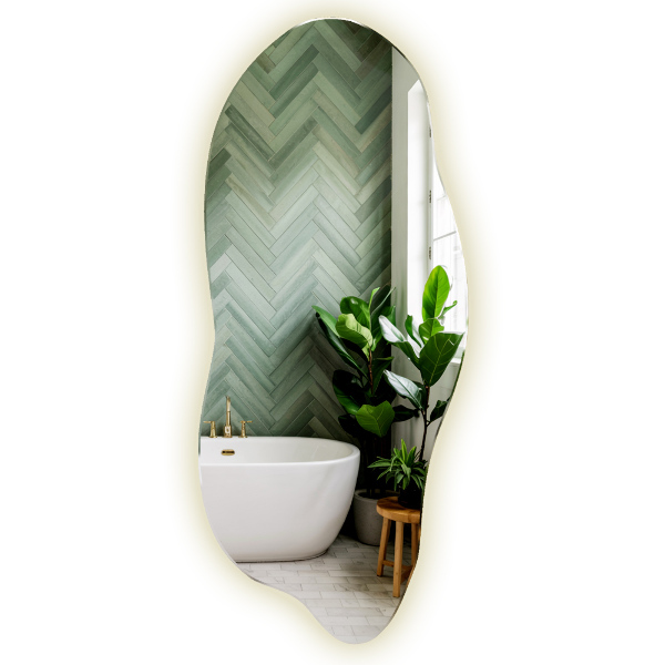 Nepravidelné zrcadlo s led osvětlením 40x90 cm