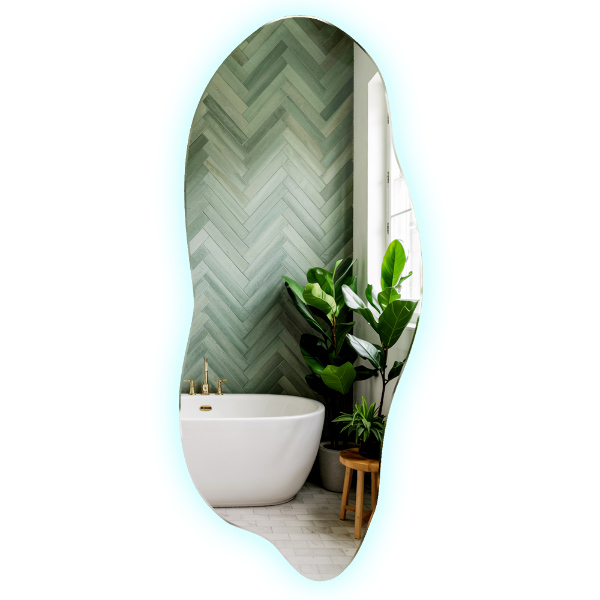 Nepravidelné zrcadlo s led osvětlením 45x100 cm