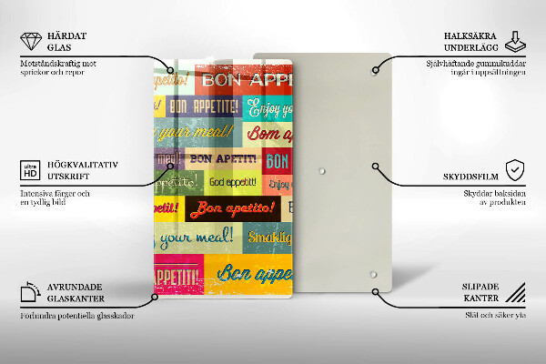 Skleněná krájecí deska Titulky Jazyky dobré chuti