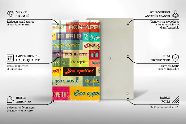 Skleněná krájecí deska Titulky Jazyky dobré chuti