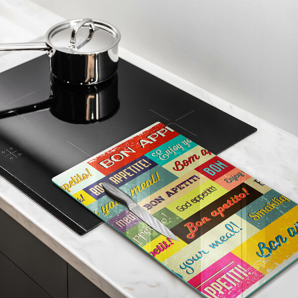 Skleněná krájecí deska Titulky Jazyky dobré chuti