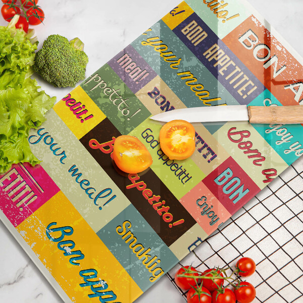 Skleněná krájecí deska Titulky Jazyky dobré chuti