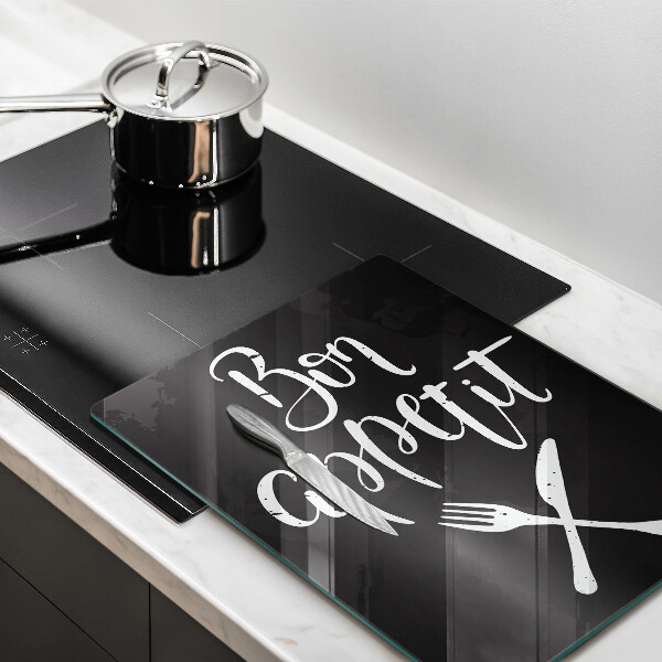 Skleněné krájecí prkénko Bon appetit nápis