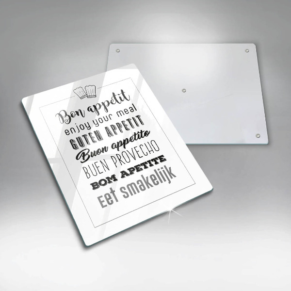 Skleněné krájecí prkénko Kuchyň nápis říká