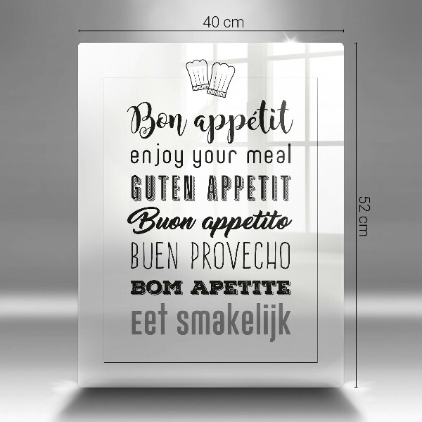 Skleněné krájecí prkénko Kuchyň nápis říká