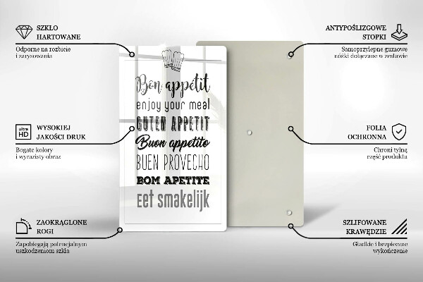 Skleněné krájecí prkénko Kuchyň nápis říká