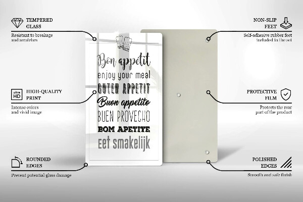 Skleněné krájecí prkénko Kuchyň nápis říká