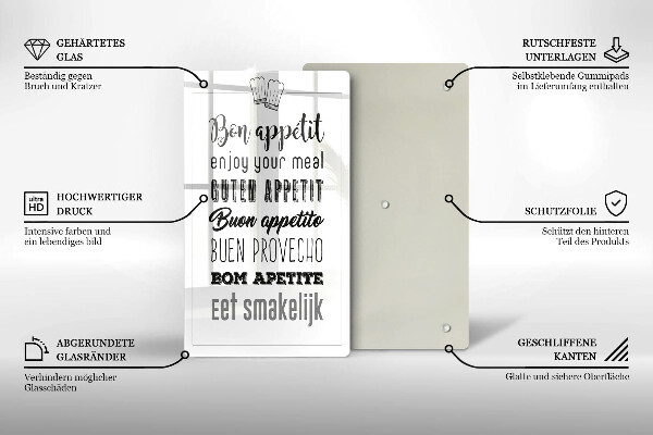 Skleněné krájecí prkénko Kuchyň nápis říká