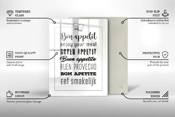 Skleněné krájecí prkénko Kuchyň nápis říká