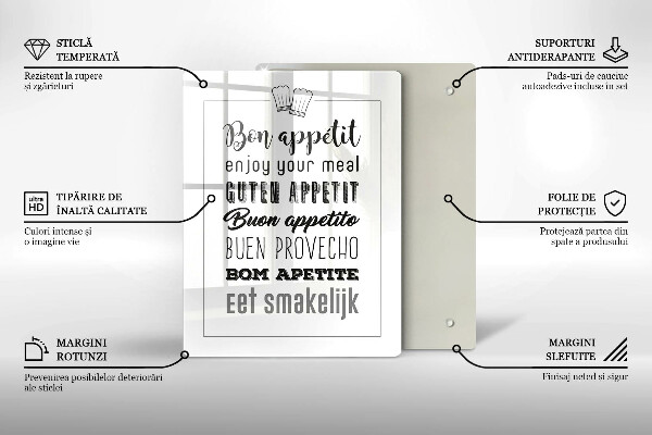 Skleněné krájecí prkénko Kuchyň nápis říká