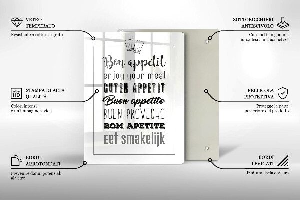 Skleněné krájecí prkénko Kuchyň nápis říká