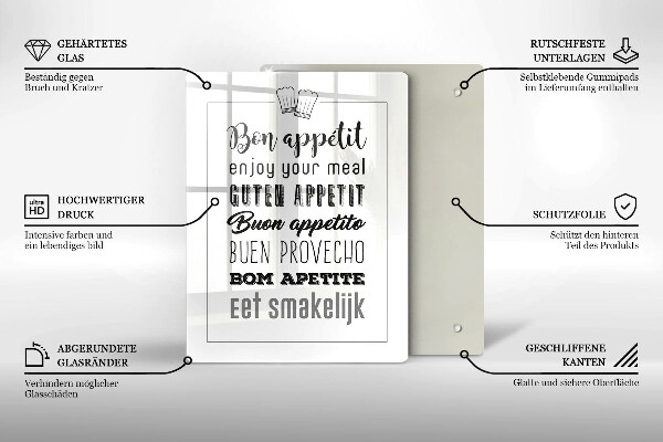 Skleněné krájecí prkénko Kuchyň nápis říká