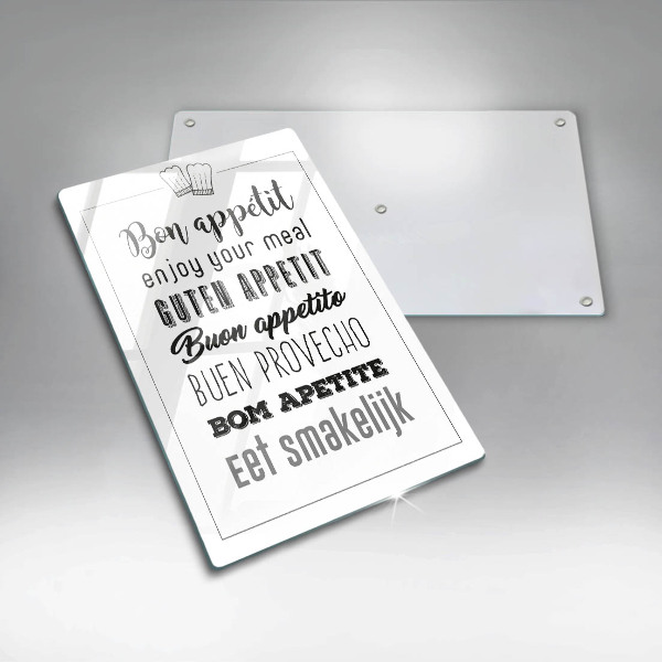 Skleněné krájecí prkénko Kuchyň nápis říká