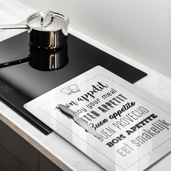Skleněné krájecí prkénko Kuchyň nápis říká