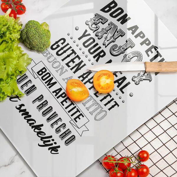 Skleněné krájecí prkénko Nápis do kuchyně věta