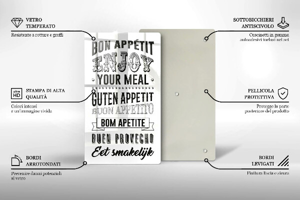 Skleněné krájecí prkénko Nápis do kuchyně věta