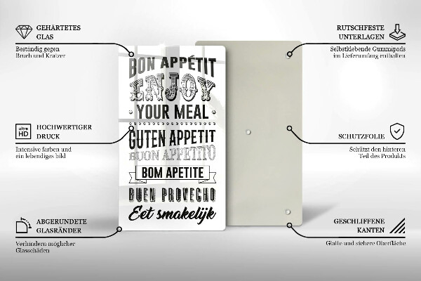 Skleněné krájecí prkénko Nápis do kuchyně věta