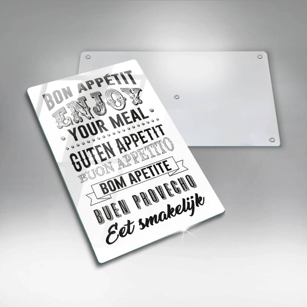 Skleněné krájecí prkénko Nápis do kuchyně věta