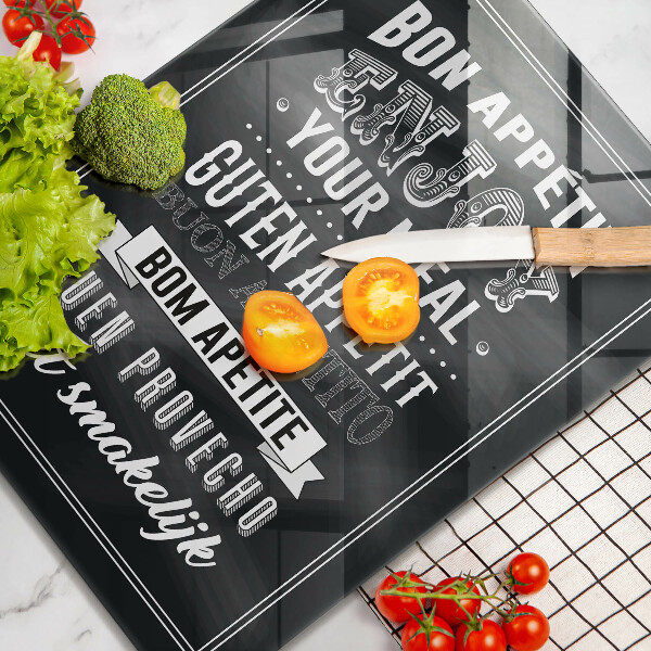 Skleněné krájecí prkénko Nápis do kuchyně věta