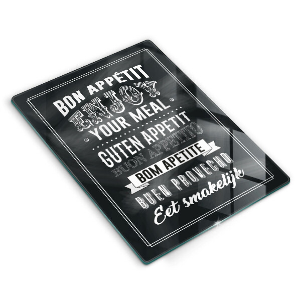 Skleněné krájecí prkénko Nápis do kuchyně věta