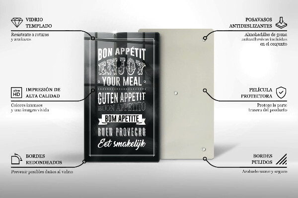 Skleněné krájecí prkénko Nápis do kuchyně věta