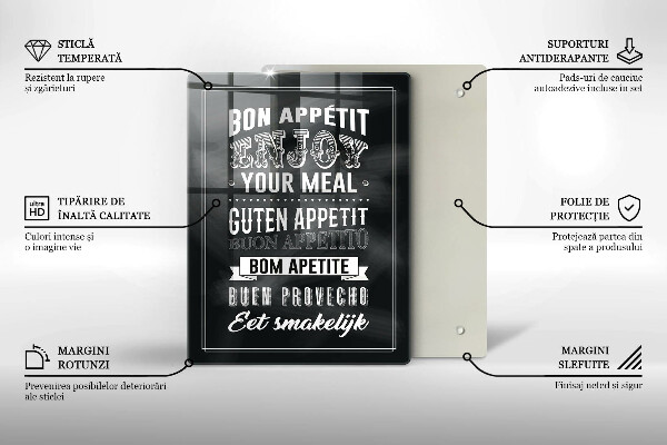 Skleněné krájecí prkénko Nápis do kuchyně věta