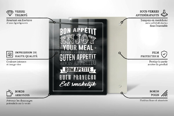 Skleněné krájecí prkénko Nápis do kuchyně věta