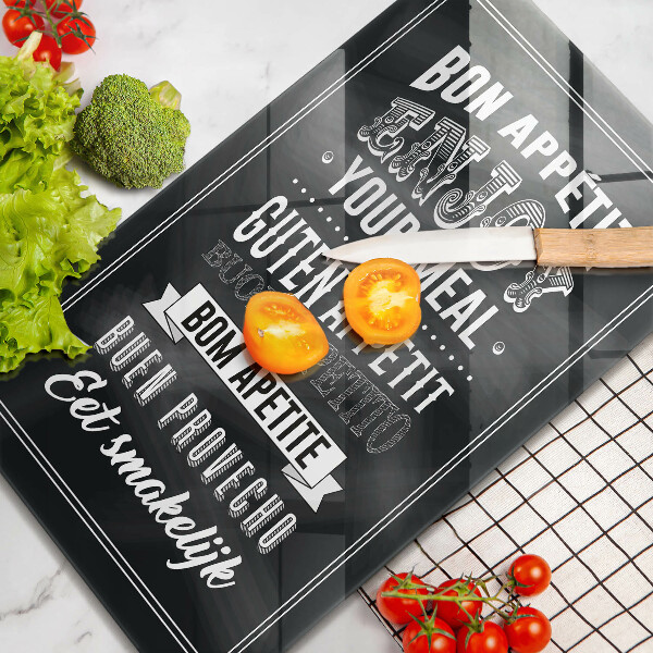 Skleněné krájecí prkénko Nápis do kuchyně věta