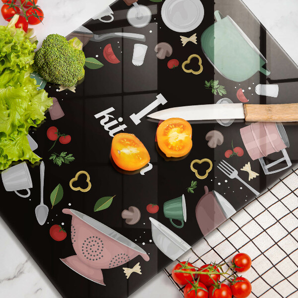 Skleněná krájecí deska I love kitchen