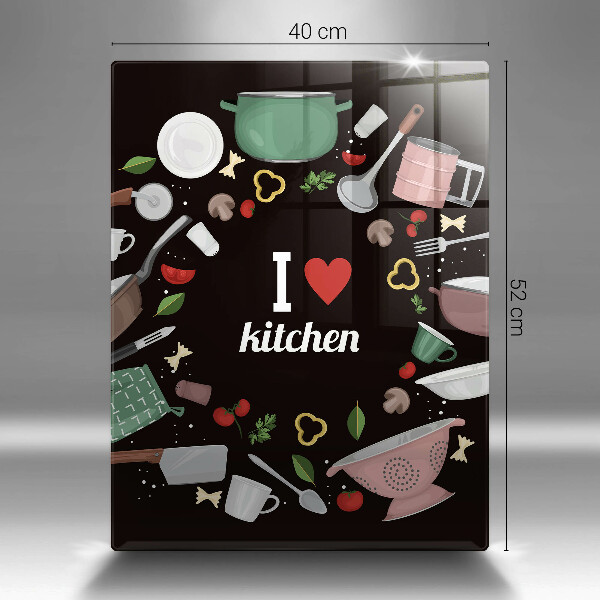 Skleněná krájecí deska I love kitchen