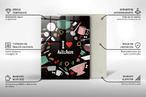 Skleněná krájecí deska I love kitchen