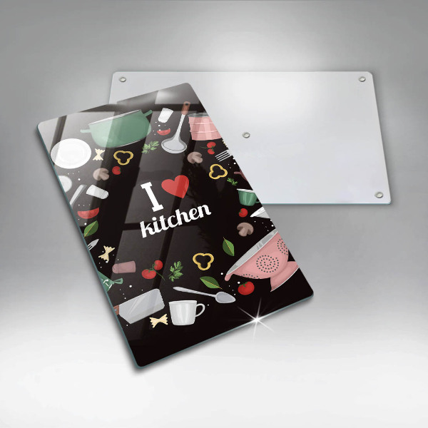 Skleněná krájecí deska I love kitchen