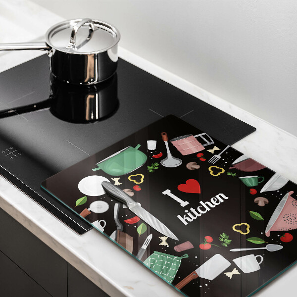Skleněná krájecí deska I love kitchen