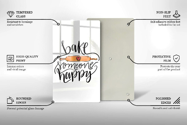 Skleněná krájecí deska Bake someone happy
