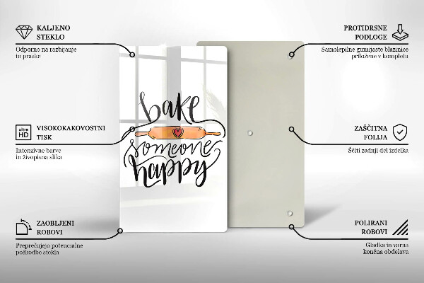 Skleněná krájecí deska Bake someone happy
