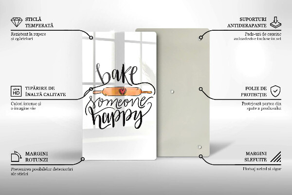 Skleněná krájecí deska Bake someone happy