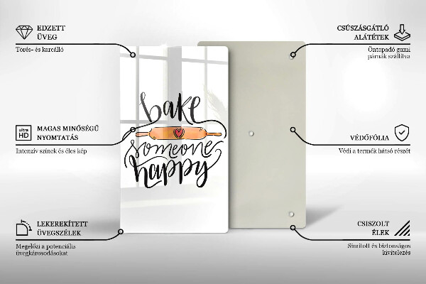 Skleněná krájecí deska Bake someone happy