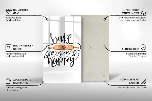 Skleněná krájecí deska Bake someone happy