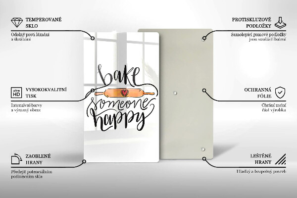 Skleněná krájecí deska Bake someone happy