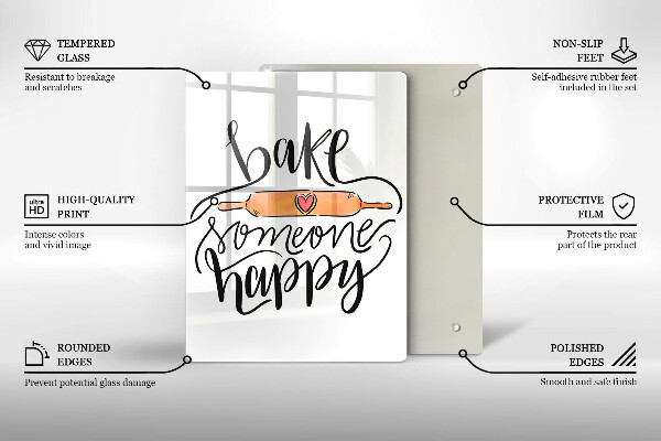 Skleněná krájecí deska Bake someone happy