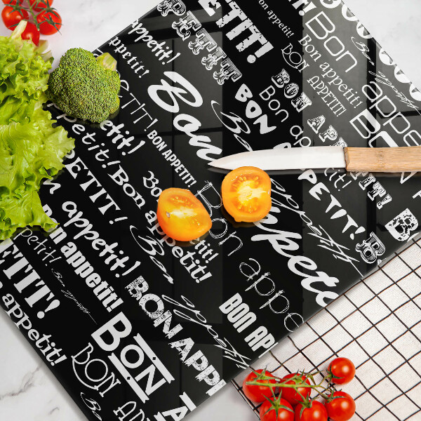 Skleněná krájecí deska Kuchyňské titulky Bon appetit