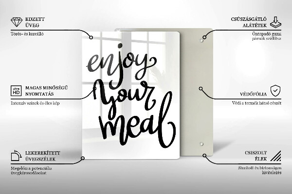 Skleněná krájecí deska Enjoy your meal