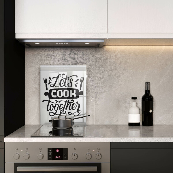 Skleněná krájecí deska Napis Let's cook together