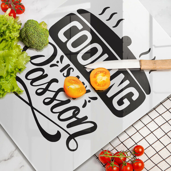 Skleněná krájecí deska Cooking is my passion