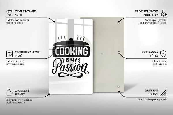 Skleněná krájecí deska Cooking is my passion
