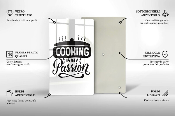 Skleněná krájecí deska Cooking is my passion
