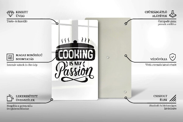 Skleněná krájecí deska Cooking is my passion