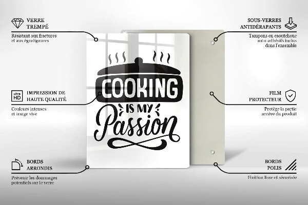 Skleněná krájecí deska Cooking is my passion
