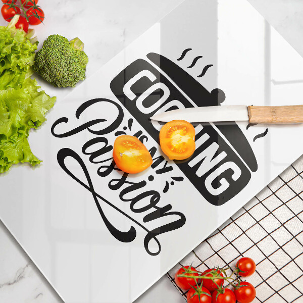 Skleněná krájecí deska Cooking is my passion