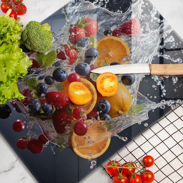 Skleněná krájecí deska Ovoce ve vodě